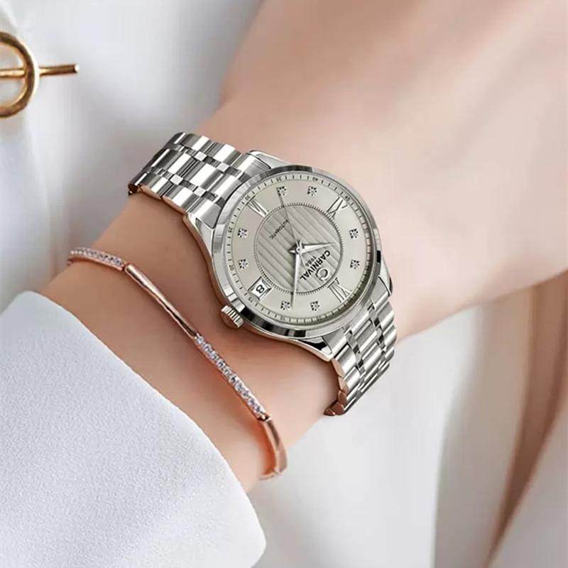 Luxury Watch Japan - สวิตเซอร์แลนด์คาร์นิวัล ลักชัวรี นาฬิกาข้อมือผู้หญิงระบบออโตเมติก กลไกญี่ปุ่น MIYOTA หน้าปัดแซฟไฟร์