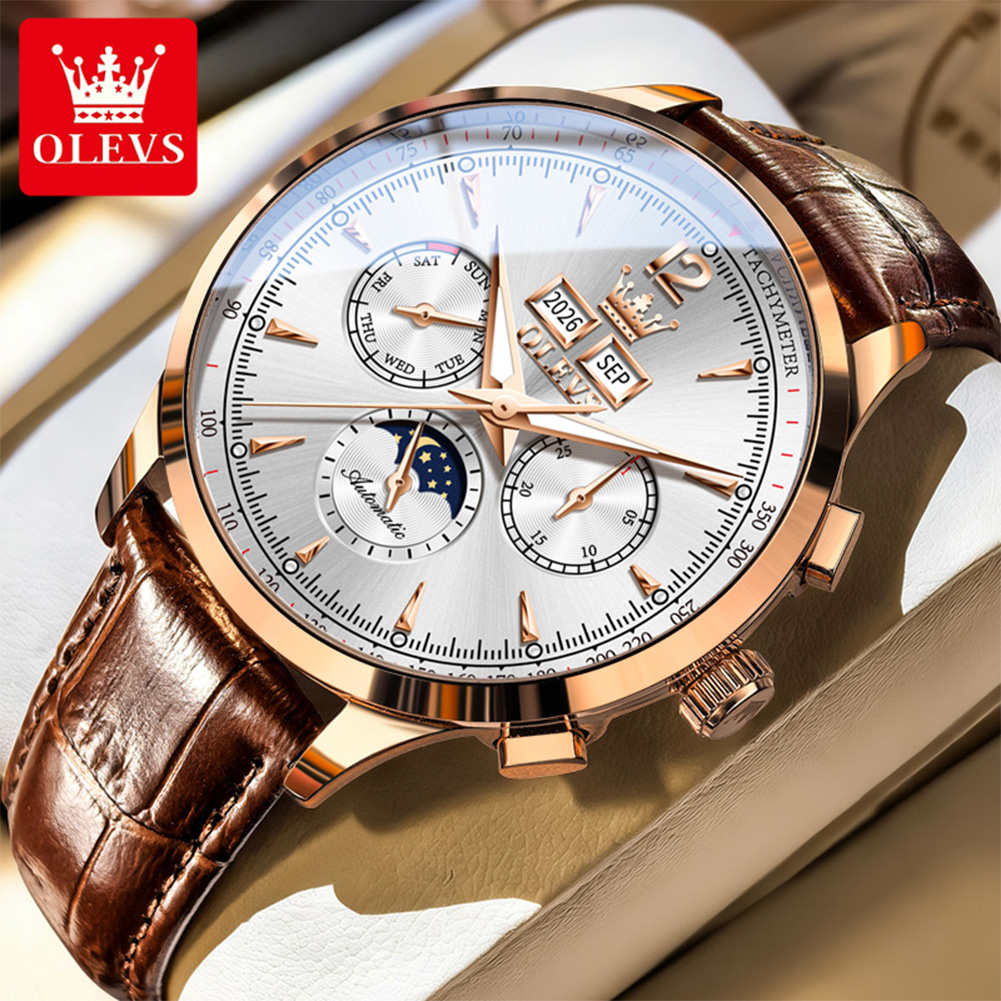 นาฬิกา OLEVS 7128 รุ่น Moon Ph - Chronograph Flyback Watch บทวิจารณ์และราคา