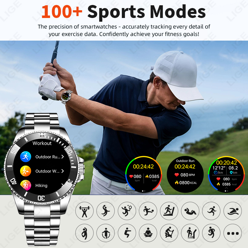 LIGE ธุรกิจสมาร์ทวอทช์ผู้ชายหร - Luxury Watch Hd บทวิจารณ์และราคา