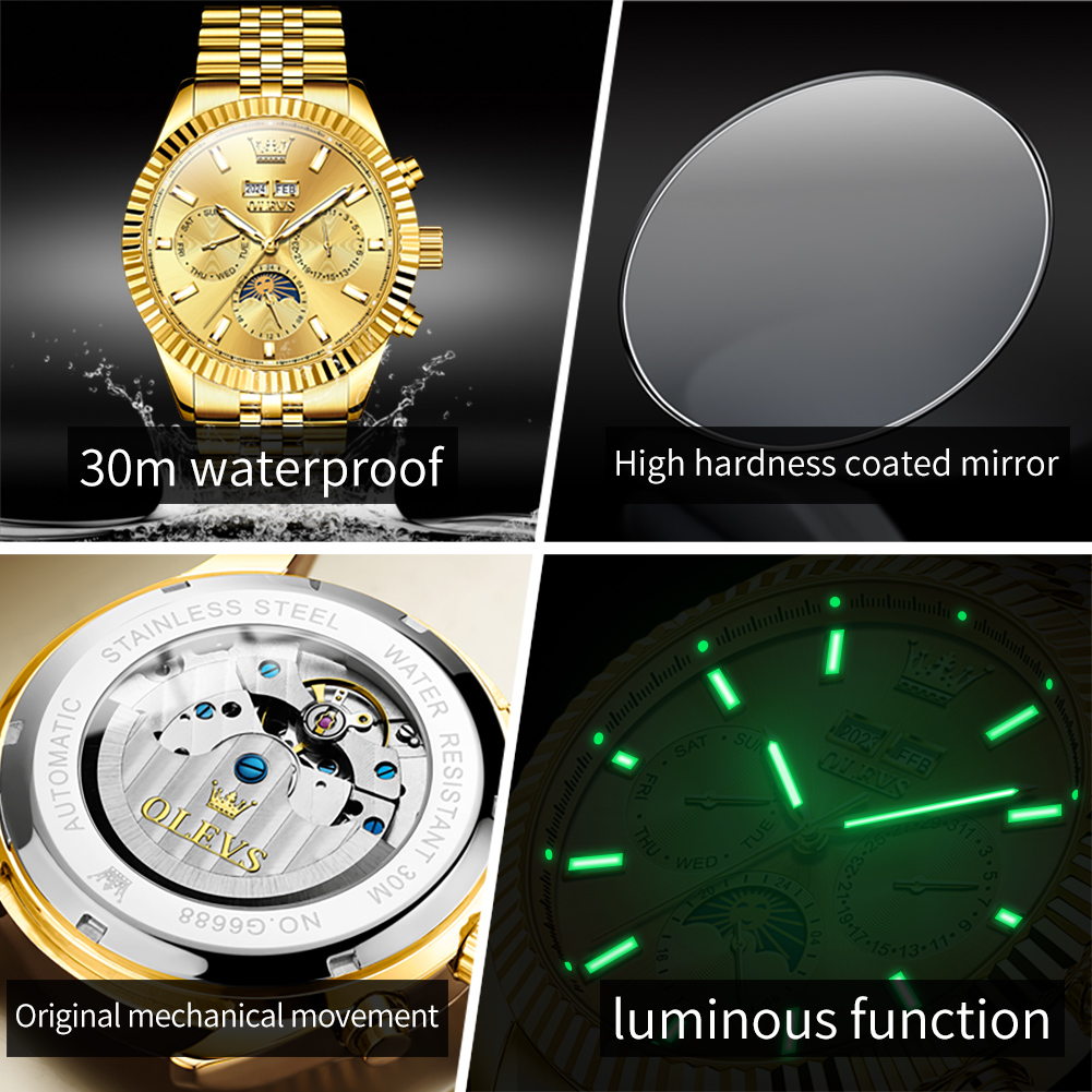 OLEVS 6688 นาฬิกาอัตโนมัติสำหร - Luxury Watch Hd บทวิจารณ์และราคา